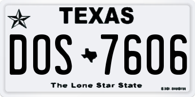 TX license plate DOS7606