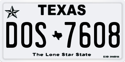 TX license plate DOS7608