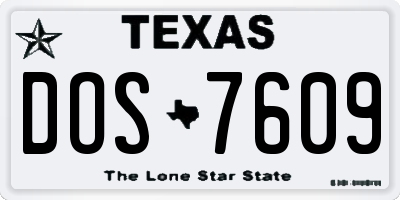 TX license plate DOS7609