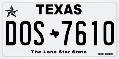 TX license plate DOS7610