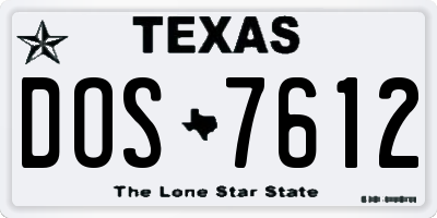 TX license plate DOS7612