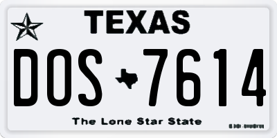 TX license plate DOS7614