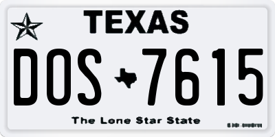 TX license plate DOS7615