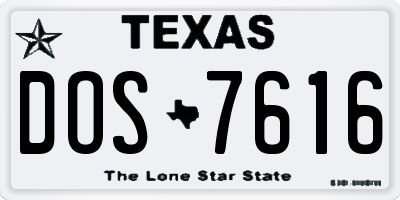 TX license plate DOS7616