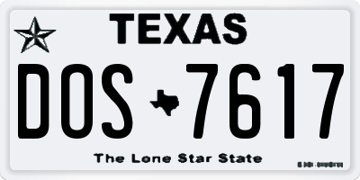 TX license plate DOS7617