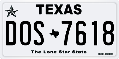 TX license plate DOS7618