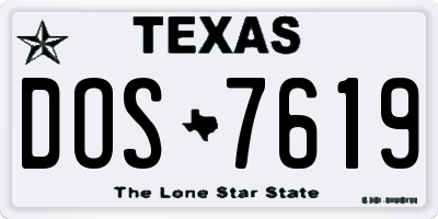 TX license plate DOS7619