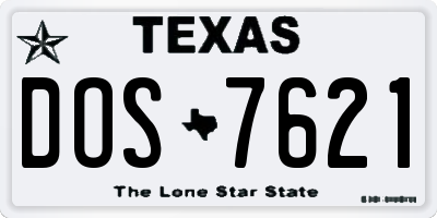 TX license plate DOS7621