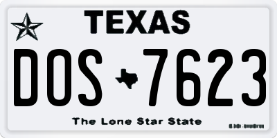 TX license plate DOS7623