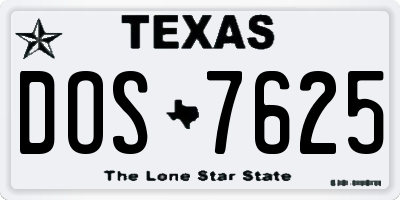 TX license plate DOS7625