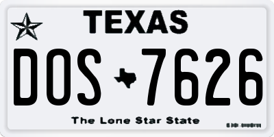 TX license plate DOS7626