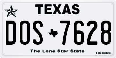TX license plate DOS7628