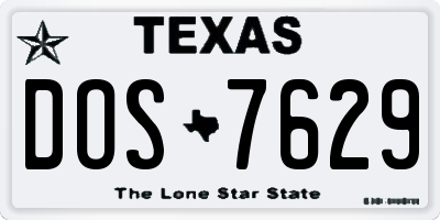 TX license plate DOS7629