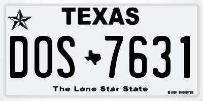 TX license plate DOS7631