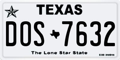 TX license plate DOS7632