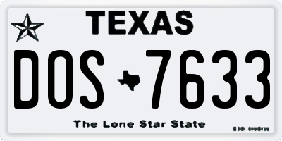 TX license plate DOS7633