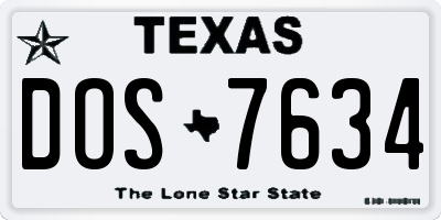 TX license plate DOS7634