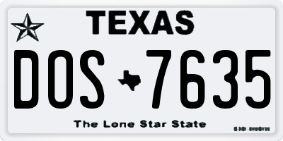 TX license plate DOS7635