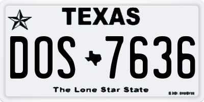 TX license plate DOS7636
