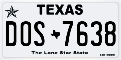 TX license plate DOS7638
