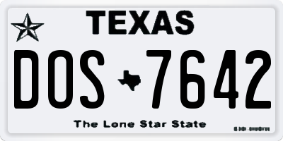 TX license plate DOS7642