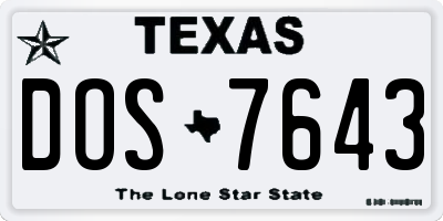 TX license plate DOS7643