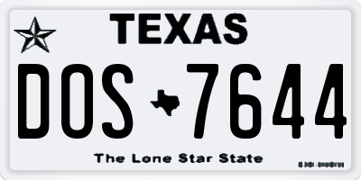 TX license plate DOS7644