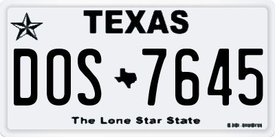 TX license plate DOS7645