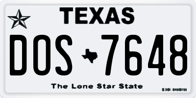 TX license plate DOS7648