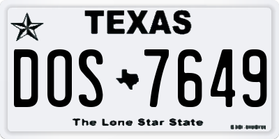 TX license plate DOS7649