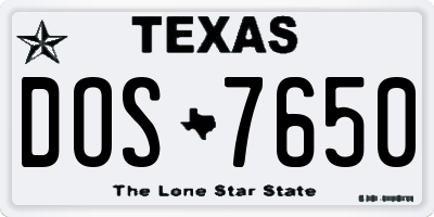 TX license plate DOS7650