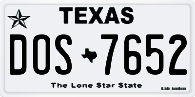TX license plate DOS7652