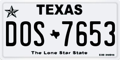 TX license plate DOS7653