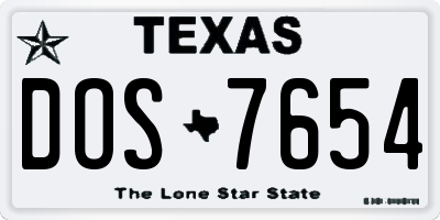 TX license plate DOS7654