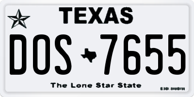 TX license plate DOS7655