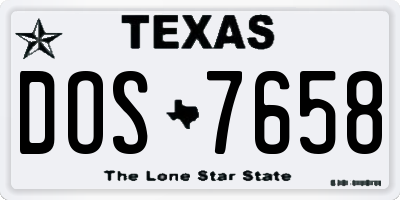 TX license plate DOS7658