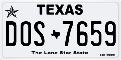 TX license plate DOS7659