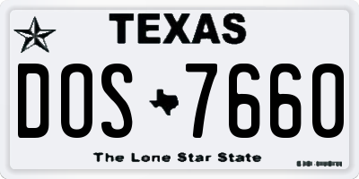 TX license plate DOS7660