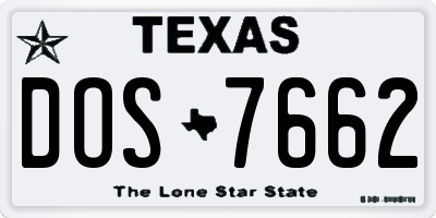 TX license plate DOS7662
