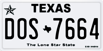 TX license plate DOS7664