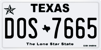 TX license plate DOS7665