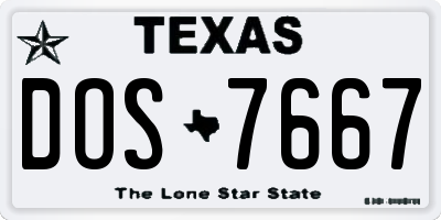 TX license plate DOS7667