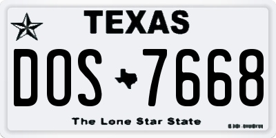 TX license plate DOS7668