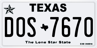 TX license plate DOS7670