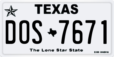 TX license plate DOS7671