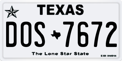 TX license plate DOS7672