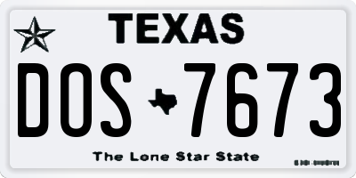 TX license plate DOS7673