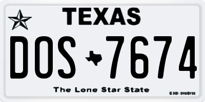 TX license plate DOS7674