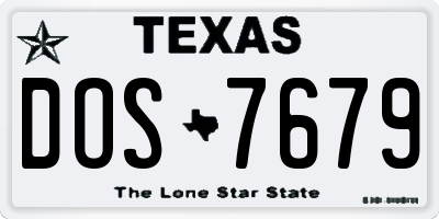 TX license plate DOS7679