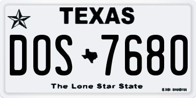 TX license plate DOS7680